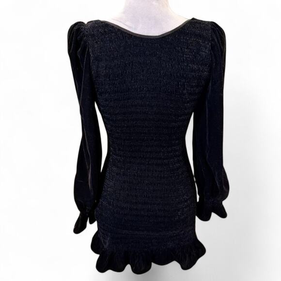 LoveShackFancy Women's Dorset Black Velvet Cocktail and Party Dress P - Picture 3 of 8